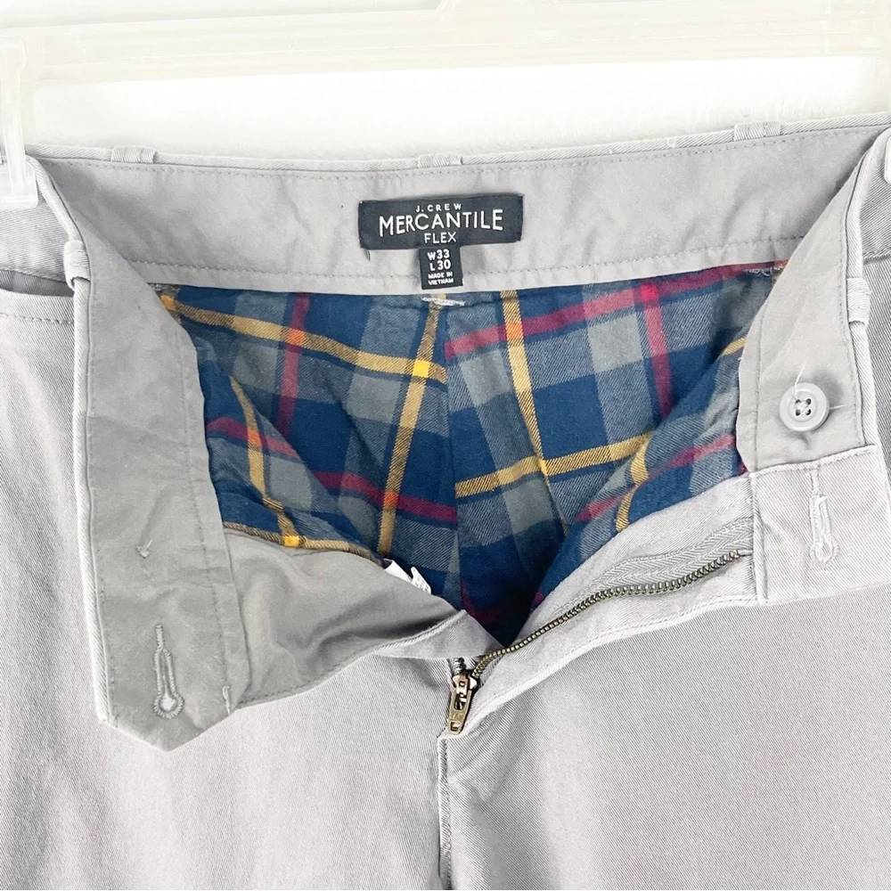 J. CREW Mercantile Flex Light Gray Fleece Lined Pants, Size 33 x 30